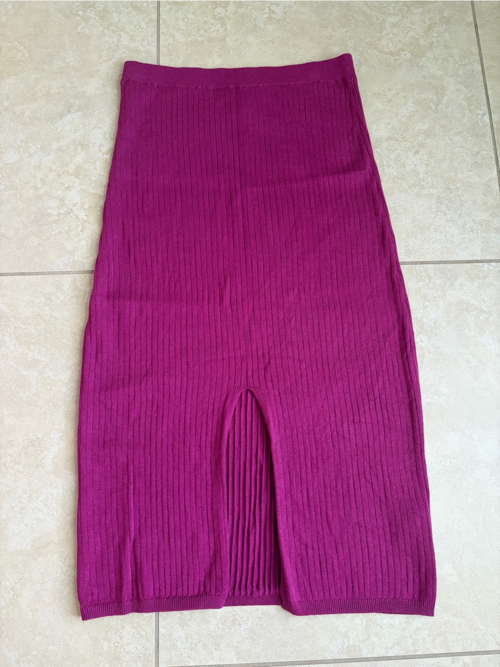 Free People Ribbed Pencil Skirt in Magenta